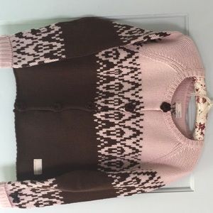 Vintage Odd Molly Wool hand knit Cardigan Brown and Pink size 2 (Medium)